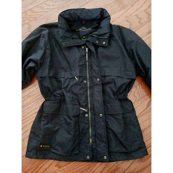 NWT Stormtech Blue Nylon Jacket Full Zip Pockets Foldaway Hood Cord Waist Sz L - Picture 6 of 10